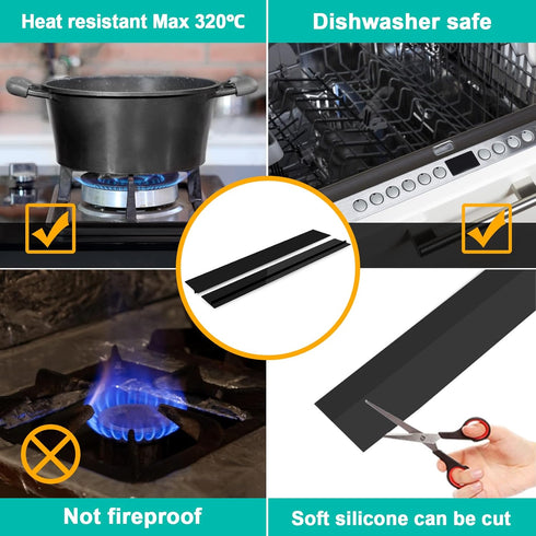 Kitchen Stove Counter Gap Cover, Silicone Gap Filler for 21 Inches Black Stove and Counter