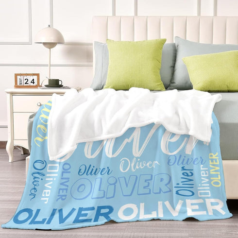 PerStudio Personalized Baby Blanket for Boys Custom Name Blankets Throws for Girls Customized Christmas Birthday Gifts