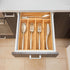 Umilife Bamboo Kitchen Drawer Organizer - 9 Inch Silverware Tray Holder for Small Drawers, Wood Caddy for Flatware