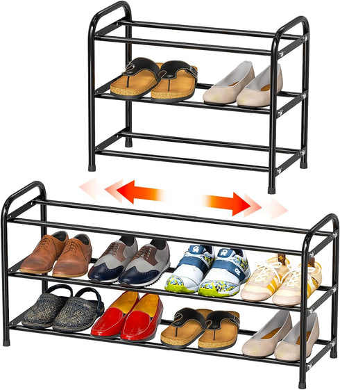 SUFAUY 3 Tier Expandable Metal Shoe Rack Organizer for 16 Pairs Shoes,