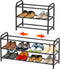 SUFAUY 3 Tier Expandable Metal Shoe Rack Organizer for 16 Pairs Shoes,