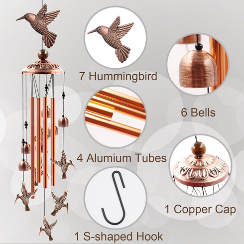 Wind Chimes Outdoor Clearance, Ukulork Aluminum Tube Windchime with S Hook for Patio Garden Decor