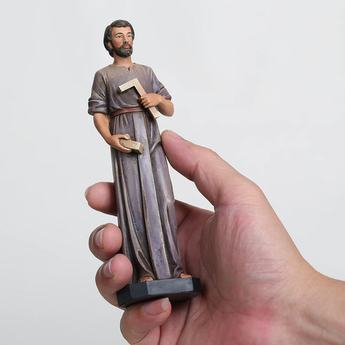 BC Catholic St. Joseph Statue The Worker, Hand Painted 6inches H Religious Gifts for Labour Days Home Decor