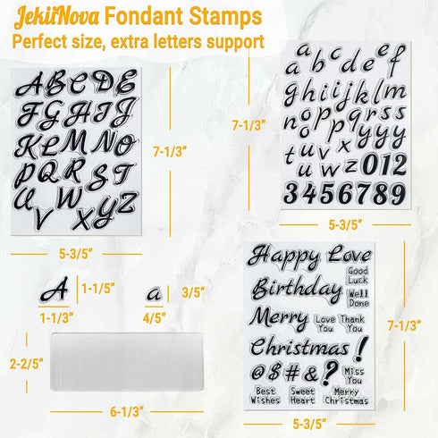 4 PCS Alphabet Letter Fondant Stamps - Upgraded Food Grade Cake Stamp Tool for Biscuit, Cookie, Uppercase, Lowercase,