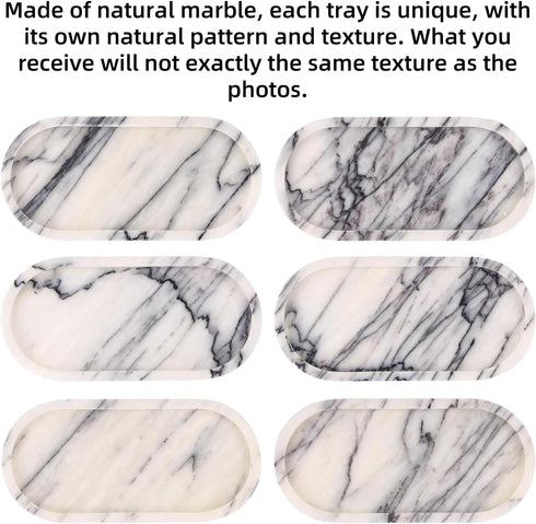 HESHIBI Countertop 10" 5" 0.6") Oval Marble Bathroom Vanity Tray, Natural Luxury Marble Home Kitchen Bathroom Table