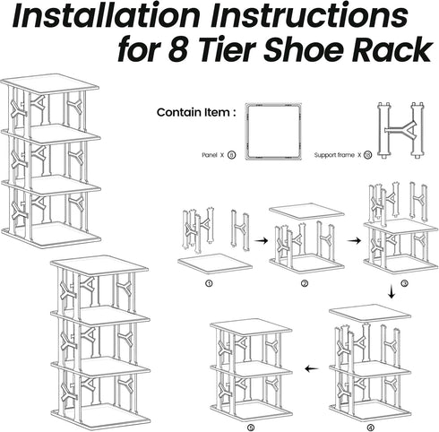 8 Closet KALYLOC Shoe Rack - Plastic Vertical Shoe Organizer, Tier Space Saver for Entryway