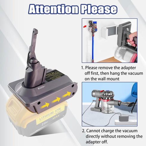 V8 Adapter for Dewalt 20V Lithium Battery Converter for Dyson V8 Series Vacuum Cleaner