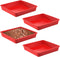 Set of 4 Red Silicone Square Cake Pan, Nonstick Brownie Pan for Muffin, Bread, Rice Crispy, Lasagna, Pie