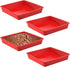 Set of 4 Red Silicone Square Cake Pan, Nonstick Brownie Pan for Muffin, Bread, Rice Crispy, Lasagna, Pie