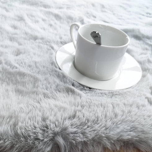 2x6 Ghouse Soft Faux Sheepskin Fur Rug Runner Rug Grey Fluffy Bedside Plush Shag Nursery Carpet Area Rugs for Living