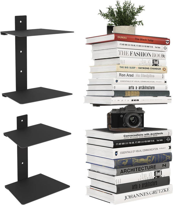 Wawocs Invisible Bookshelf for Wall, 4 Tier Floating Bookshelf Made of Heavy