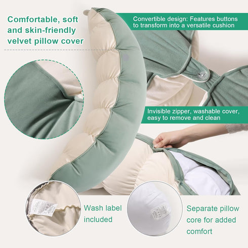 29.5") Peallow(Pat. Pend) Long Round Body Pillow for Adults, Bolster Pillow for Sleeping, Soft and Supportive Pillow