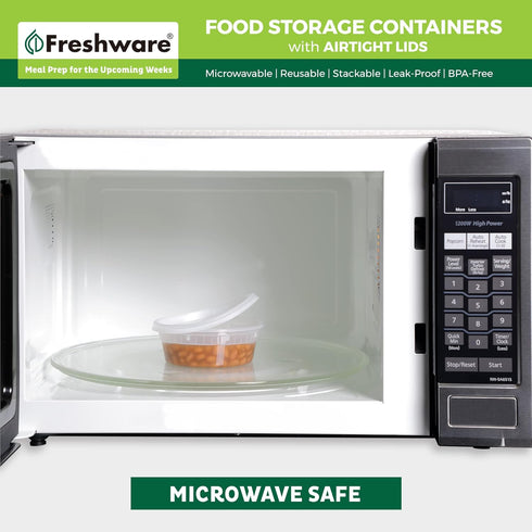 Freshware 50 Set Food Storage Containers, 8 oz Plastic Deli Containers with Lids for Slime, Soup & Meal Prep