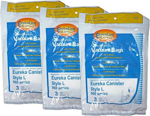 EnviroCare Replacement Micro Filtration Vacuum Bags for Eureka Style L, 9 Pack