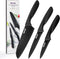 hecef Black Kitchen Knife Set of 3 - Sharp Stainless Steel Blades with Lightweight Handles, Non-Stick Coating