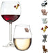 Set of 6 Barnyard Animal Wine Charms – Magnetic Glass Markers and Identifiers