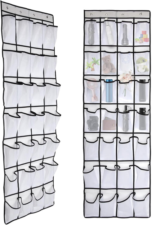 Pocket Shoe Organizer,28 Pocket Door Shoe Organizer Hanging Shoe Organizer Shoe Rack for Closet Pantry Shoe Holder for Men Sneakers, Women High Heeled Shoes, flip flops(White,size:68.5x20.88inch)