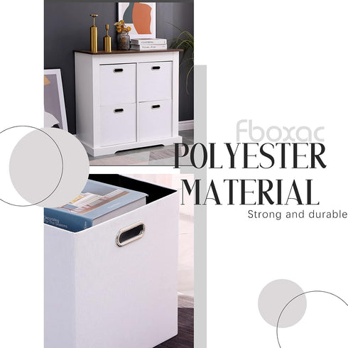Cube Storage Bins 13×13 Polyester Foldable Box, Set of 4 Large Capacity Organization Baskets for Closet Shelf, Cabinet,
