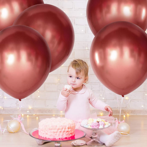 10 Pieces 18 Inch Metallic Balloons, Shiny Latex Balloons for Birthday Wedding Party Decoration (Rose Gold)