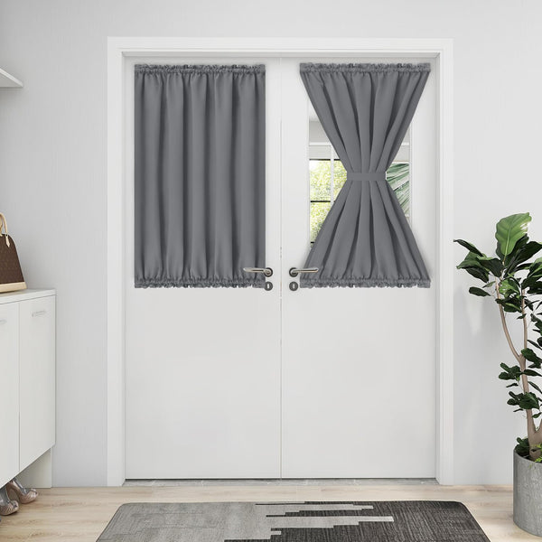 Easy-Going Blackout Door Curtains, Rod Pocket Privacy Light Filtering Sidelight Curtains with Tieback, 1 Panel