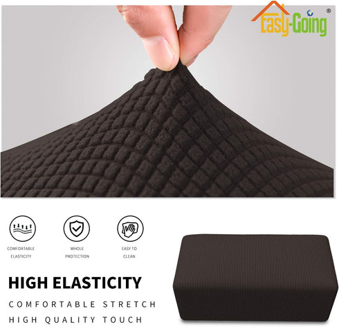 Easy-Going Stretch Ottoman Cover Folding Storage Stool Furniture Protector Soft Rectangle slipcover with Elastic