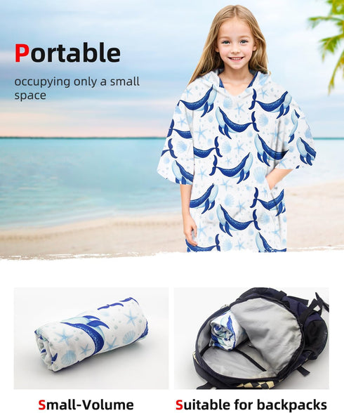 Abahub Surf Poncho Women & Men Towel Poncho Adult with Hood, Thick Quick Dry Changing Poncho Towel, Microfiber Wearable