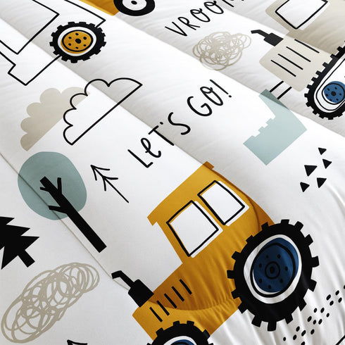 Set Set 1 2 Cartoon Car Comforter Kids Construction Printed Bedding with Comforter and Pillowcases for Boys and Girls