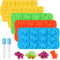 2 Sized Dinosaur Candy Molds - Regular and Mini Silicone Chocolate Molds, Nonstick Set of 5