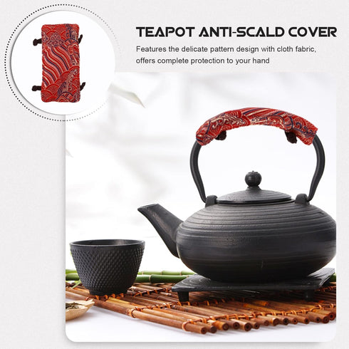 Teapot Handle Cover Cloth - Non Slip Pot Holder Sleeve for Tea Pot Handle, Teakettle Sleeve for Home Kitchen (Red)