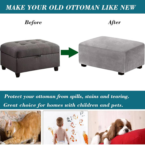 HFCNMY (ASMFDT20230725-15) Ottoman Cover Rectangle,Stretch Velvet Slipcovers Rectangle Thick Covers Slipcover