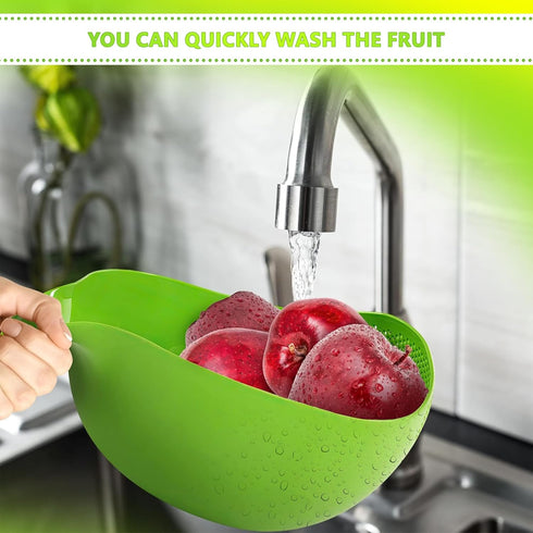Rice Strainer with Handle - Lightweight Rice Washer Strainer Bowl with Smart Design for Easy Water Draining, Easy to