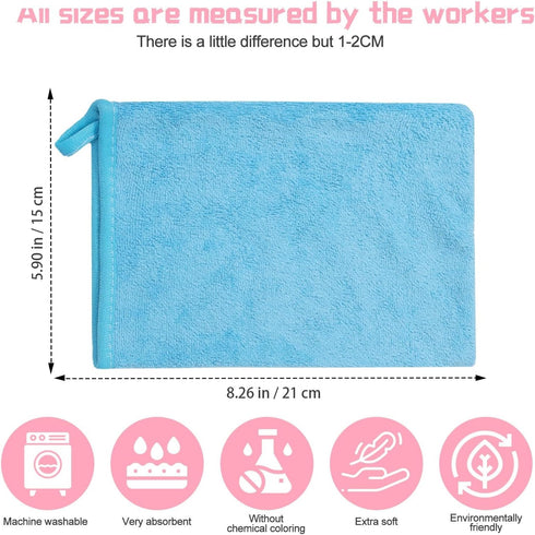 PHOGARY 10 Pack Mitts(6"x8"), Microfibre Bath European Style Washcloth Microfiber Wash Mitt, Reusable Makeup Remover