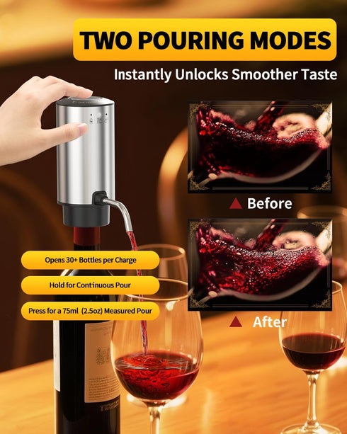 Set 8-in-1 Set 2 CIRCLE JOY Rechargeable Electric Wine Opener Stainless Steel Automatic Wine Bottle Opener Gift