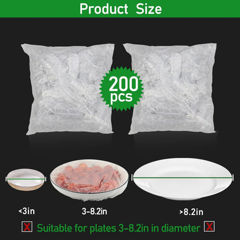 Fresh Keeping Bags 200pcs, Elastic Disposable Shrinkable Food Storage Covers for Kitchen Bowls