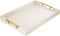 ATZYmolin 17" x 12" Wood Serving Tray with Gold Polished Metal Handles,