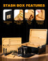 Large Bamboo Box with Combination Lock, Decorative Storage Kit with Airtight Glass Jars and Removable Tray for Home