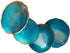 Moon&Decor Sliced Agate Coasters Set of 4, 100% Natural Geode Coasters for Drinks Home Decoration with Golden Rims