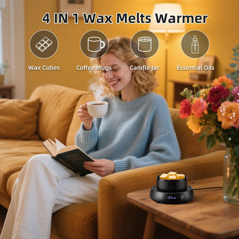 8H 3 Setting, Mug Warmer for Desk, Electric Coffee Cup Warmer Auto Shut Off Candle Warmer for Home Office, Smart Tea