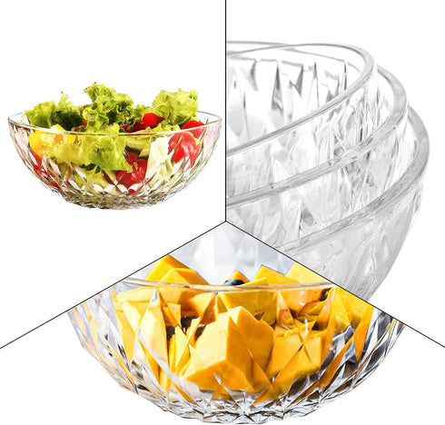 ZOOFOX Set of 4 Salad Bowls, Acrylic Mixing and Serving Bowls for Fruit, Salad, Chips, Dips, and Party Snacks
