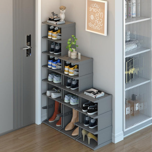 AFOORD Narrow Shoe Rack 18 Tiers, Tall Skinny Shoe Organizer, Small Space