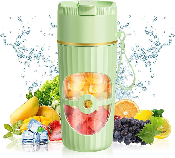 Glass Portable Blender for Smoothies and Shakes, USB-C Rechargeable, 15oz/450ml Mini Cordless Maker for Home, Travel,