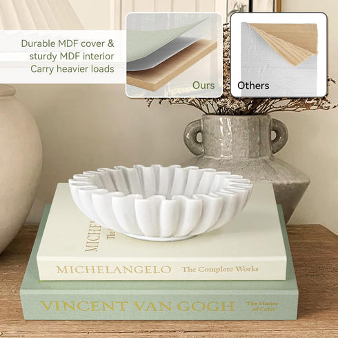 '-Set 2 Aesthetic Decorative Books of Minimalist Linen Hardcover Faux/Fake Books for Coffee Table Home Decor Living Room