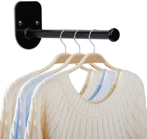 Single Section Wall Mount Stainless Steel Clothes Hanger Storage Rack Organizer, Adhesive or Drilling Installation