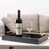 16"x12" Decorative Coffee Table Ottoman Trays Modern Wood Elegant Rectangle Glossy Shagreen Serving Trays with Gold