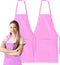 GREEN LIFESTYLE 2 Pack Bib Apron - Unisex Pink Aprons, Machine Washable for Men and Women, Kitchen Cooking BBQ Aprons