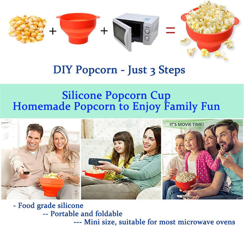Mini Microwave Popcorn Popper, BPA Free Collapsible Silicone Bowl, Dishwasher Safe (Deep Sea Blue)