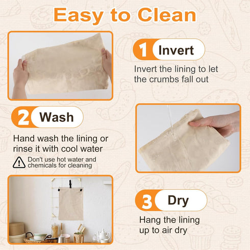 2 PACK Fresh,13''17'', 03 Beeswax Sourdough Bread Bags for Homemade Bread, Reusable Cotton Beeswax Bread Bag Portable