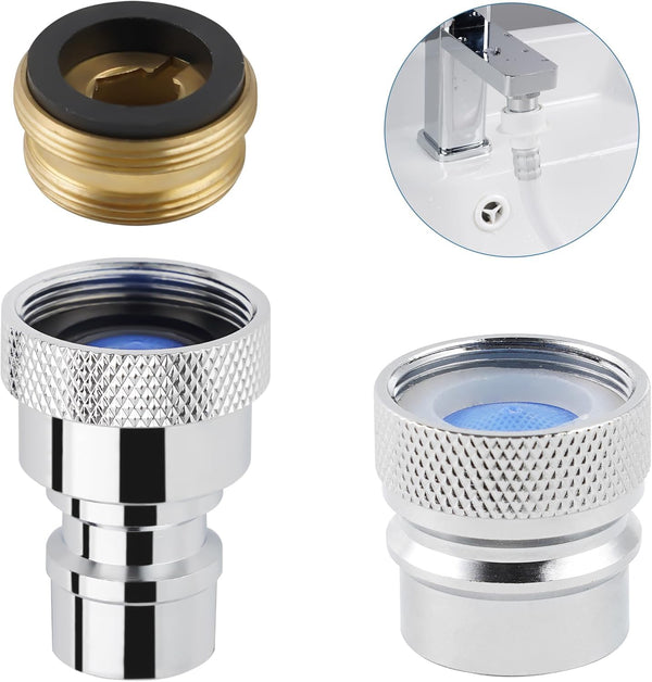 iFealClear Dishwasher Faucet Adapter, Portable Washer & Dishwasher Snap Aerator Adapter, Chrome 2 Pack for