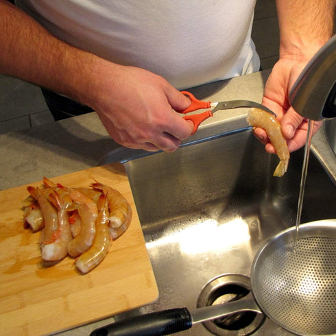 Treasure Gurus Stainless Steel Seafood Shrimp Deveiner Scissors - Food Kitchen Shears, Shellfish Cutting Tool