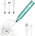 Milk Frother, Rechargeable Handheld Electric Whisk Mixer with 3 Stainless Whisks, 3 Speed Foam Maker for Coffee, Green